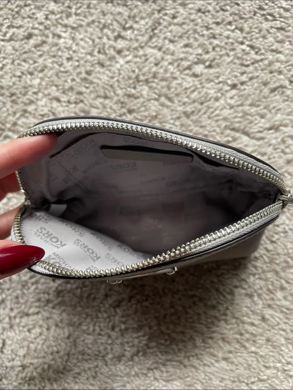 Michael Kors Light Gray Saffiano Key & Card Small Pouch